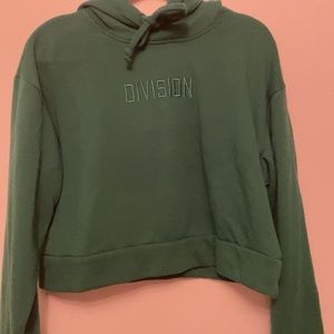 Green Cropped “Division” Hoodie